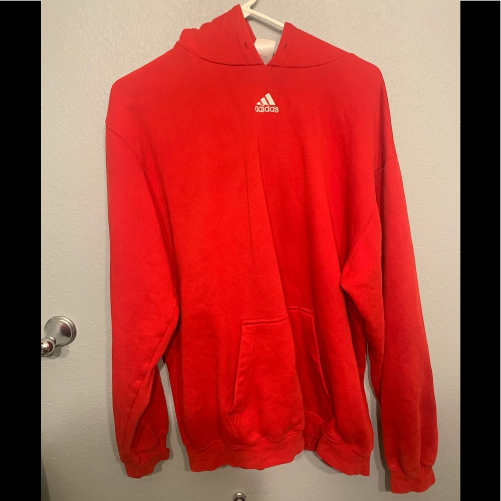 Adidas red hoodie large. Good condition
